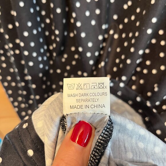 OUGES Black and White Polka Dot Dress - L - Picture 5 of 8